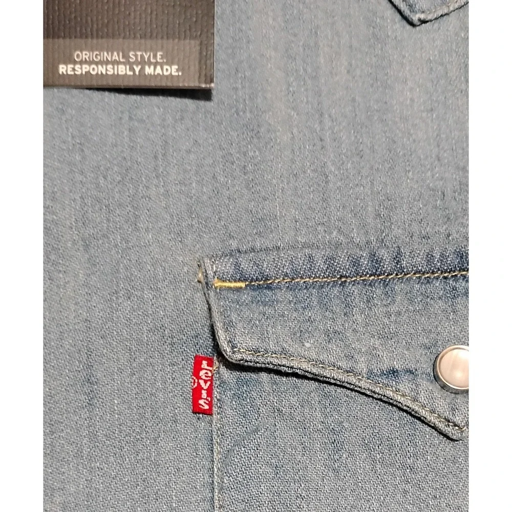 Levi's Barstow Western Shirt XL Denim Pearl Snap Rick Grimes Cosplay NWT